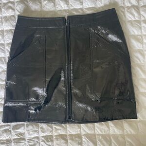 LNA Black Mini Patent Faux Leather Mini Skirt